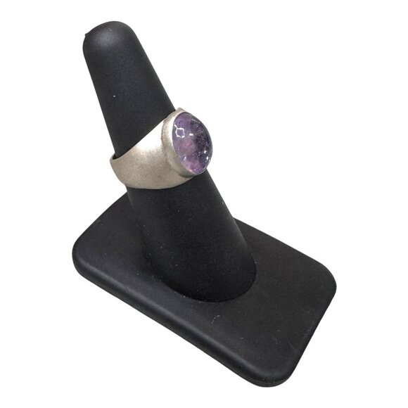 Handcrafted Sterling Silver Mexico Amethyst Statement Ring Artisan Gemstone Sz 6 - Picture 7 of 9